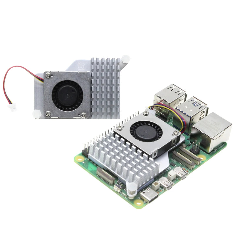 Aluminium Heatsink with Temperature-Controlled Blower Active Cooler Cooling Fan for Raspberry Pi 5 Electronic Modules and Kits