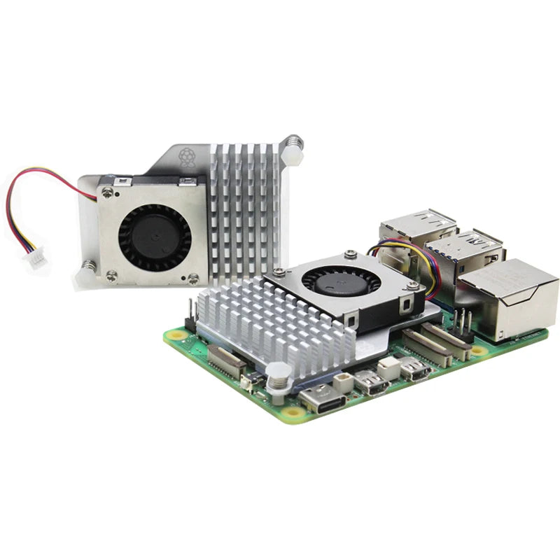 Aluminium Heatsink with Temperature-Controlled Blower Active Cooler Cooling Fan for Raspberry Pi 5 Electronic Modules and Kits