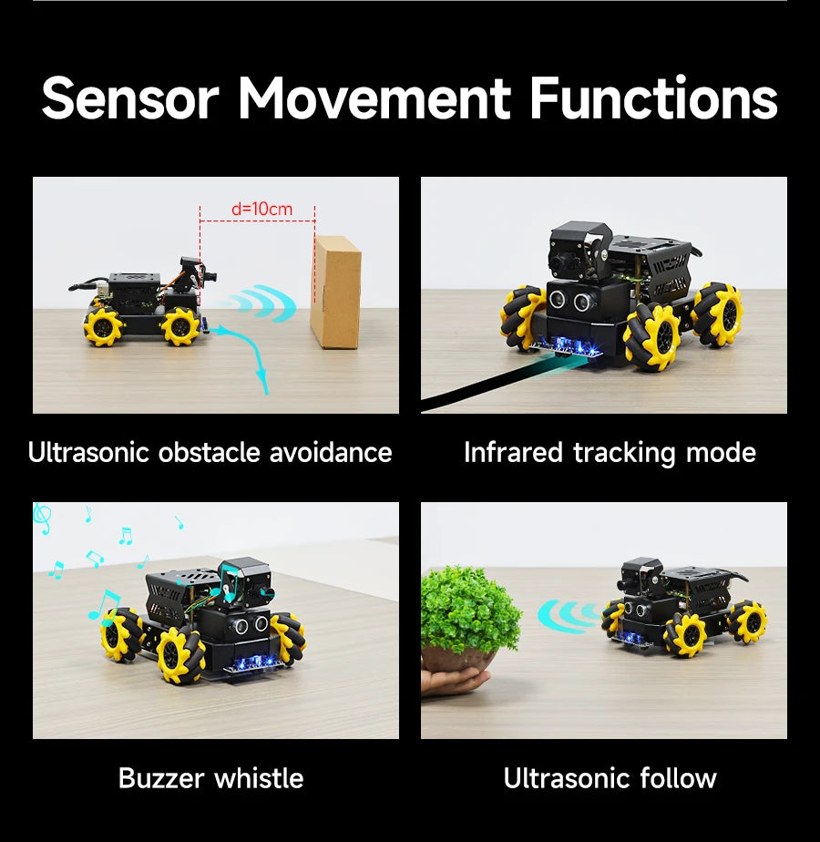 Raspberry Pi 5 4WD Mecanum Robot Car AI Large Model With Camera DIY Educational ROS2-Humble Python Programming Set for Beginners