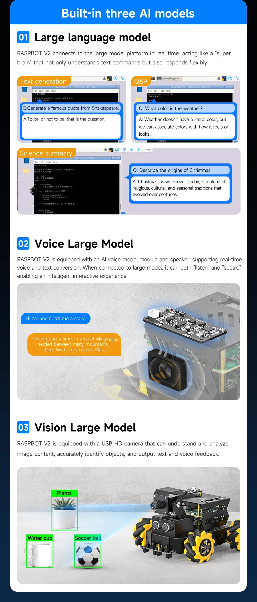Raspberry Pi 5 4WD Mecanum Robot Car AI Large Model With Camera DIY Educational ROS2-Humble Python Programming Set for Beginners