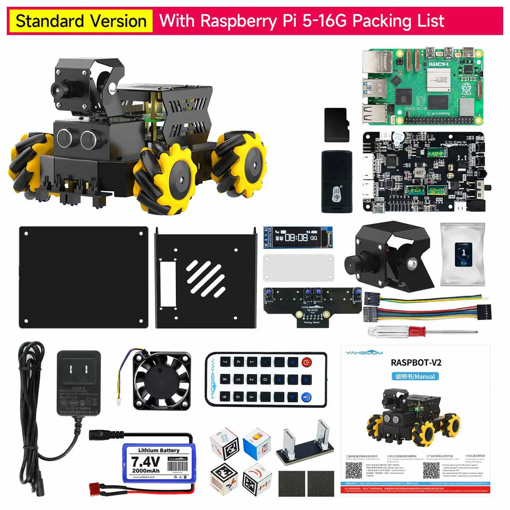 Raspberry Pi 5 4WD Mecanum Robot Car AI Large Model With Camera DIY Educational ROS2-Humble Python Programming Set for Beginners