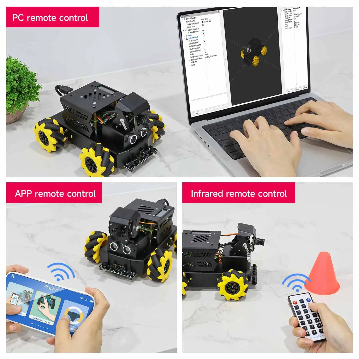 Raspberry Pi 5 4WD Mecanum Robot Car AI Large Model With Camera DIY Educational ROS2-Humble Python Programming Set for Beginners
